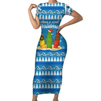Surfer Swell Christmas Family Matching Short Sleeve Bodycon Dress and Hawaiian Shirt Xmas Holiday Patterns - Wonder Print Shop