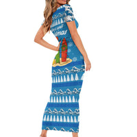 Surfer Swell Christmas Family Matching Short Sleeve Bodycon Dress and Hawaiian Shirt Xmas Holiday Patterns - Wonder Print Shop