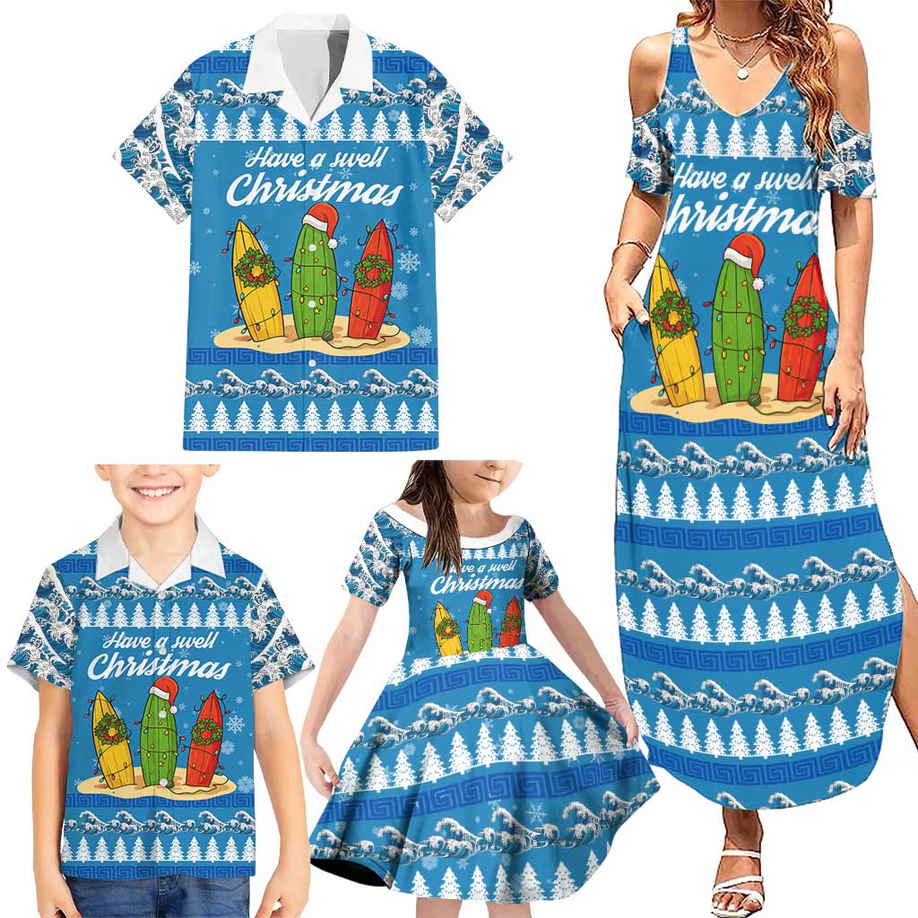 Surfer Swell Christmas Family Matching Summer Maxi Dress and Hawaiian Shirt Xmas Holiday Patterns - Wonder Print Shop