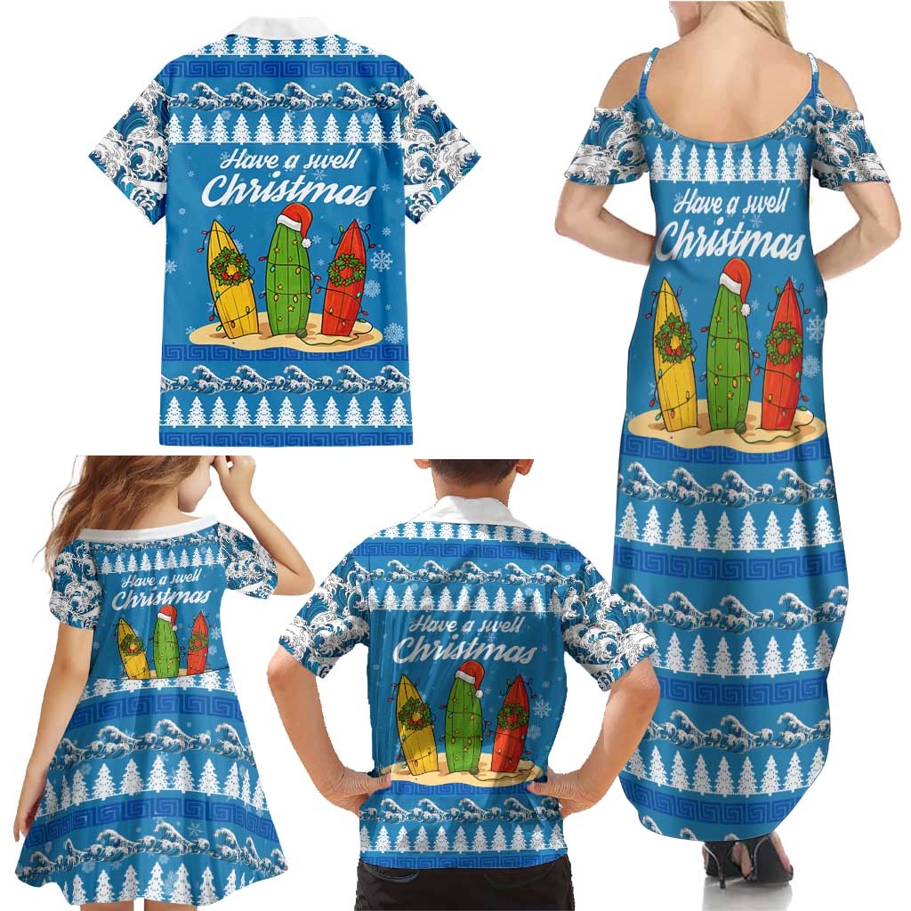 Surfer Swell Christmas Family Matching Summer Maxi Dress and Hawaiian Shirt Xmas Holiday Patterns - Wonder Print Shop