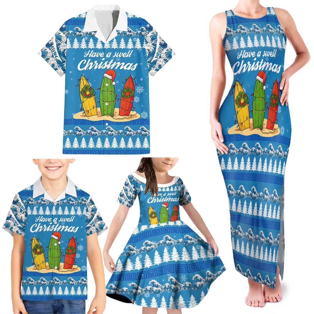Surfer Swell Christmas Family Matching Tank Maxi Dress and Hawaiian Shirt Xmas Holiday Patterns - Wonder Print Shop