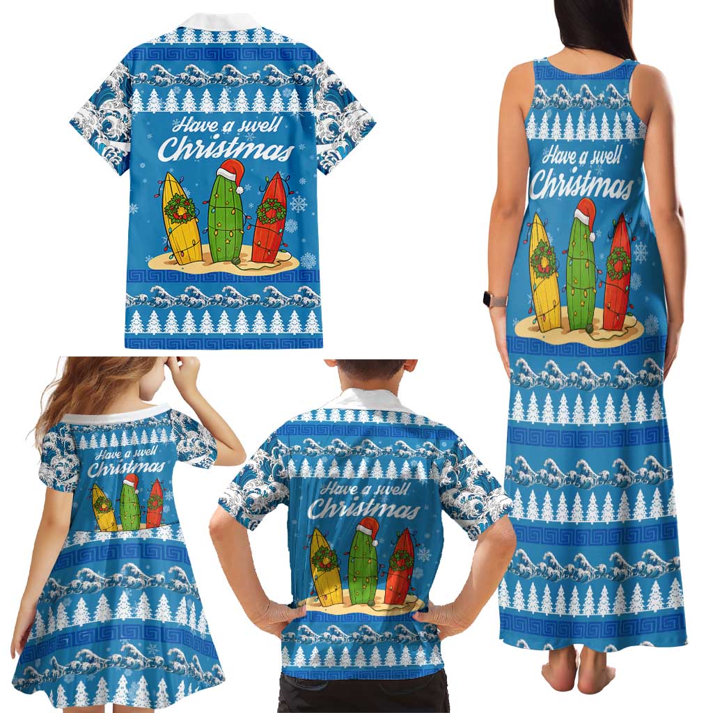 Surfer Swell Christmas Family Matching Tank Maxi Dress and Hawaiian Shirt Xmas Holiday Patterns - Wonder Print Shop