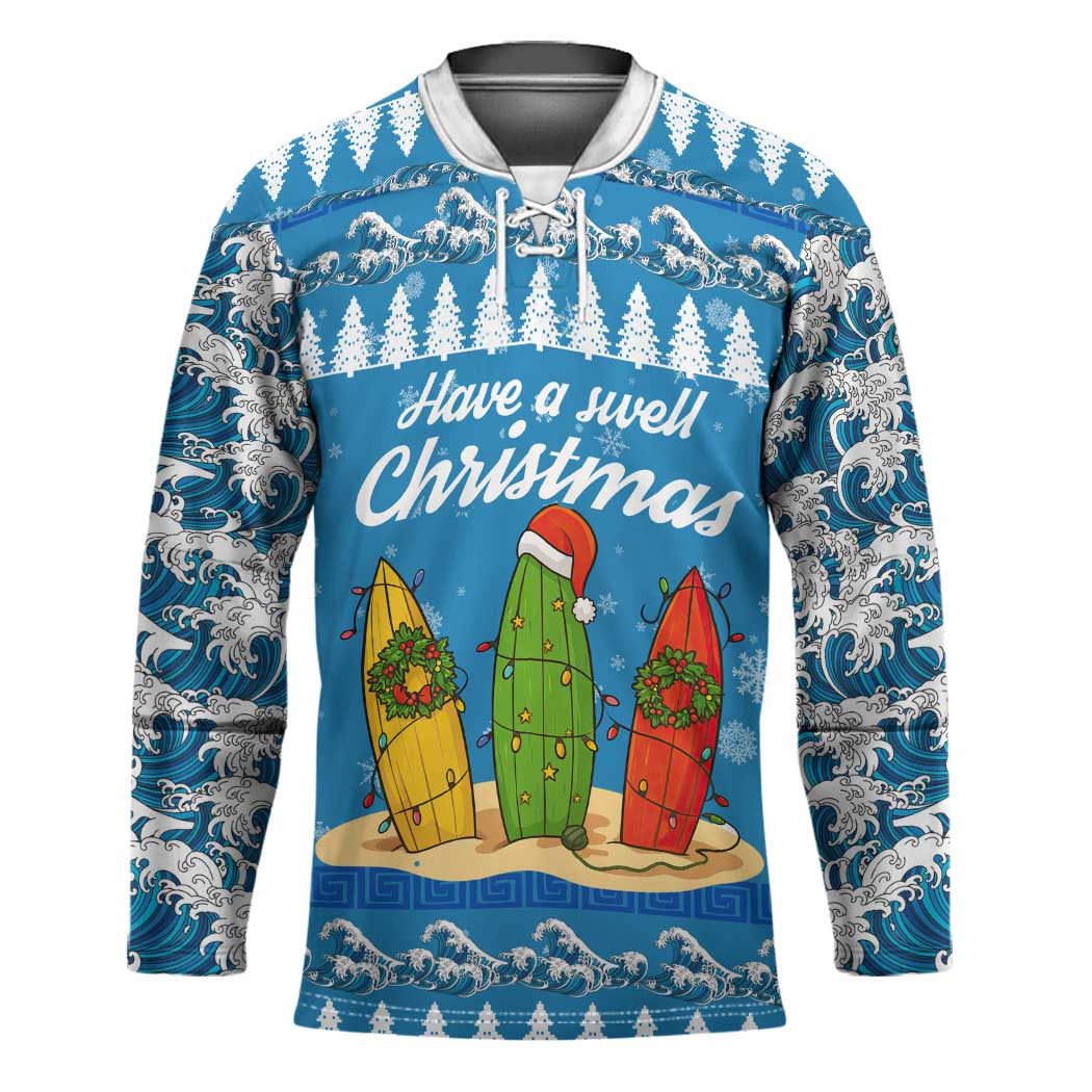 Surfer Swell Christmas Hockey Jersey Xmas Holiday Patterns - Wonder Print Shop