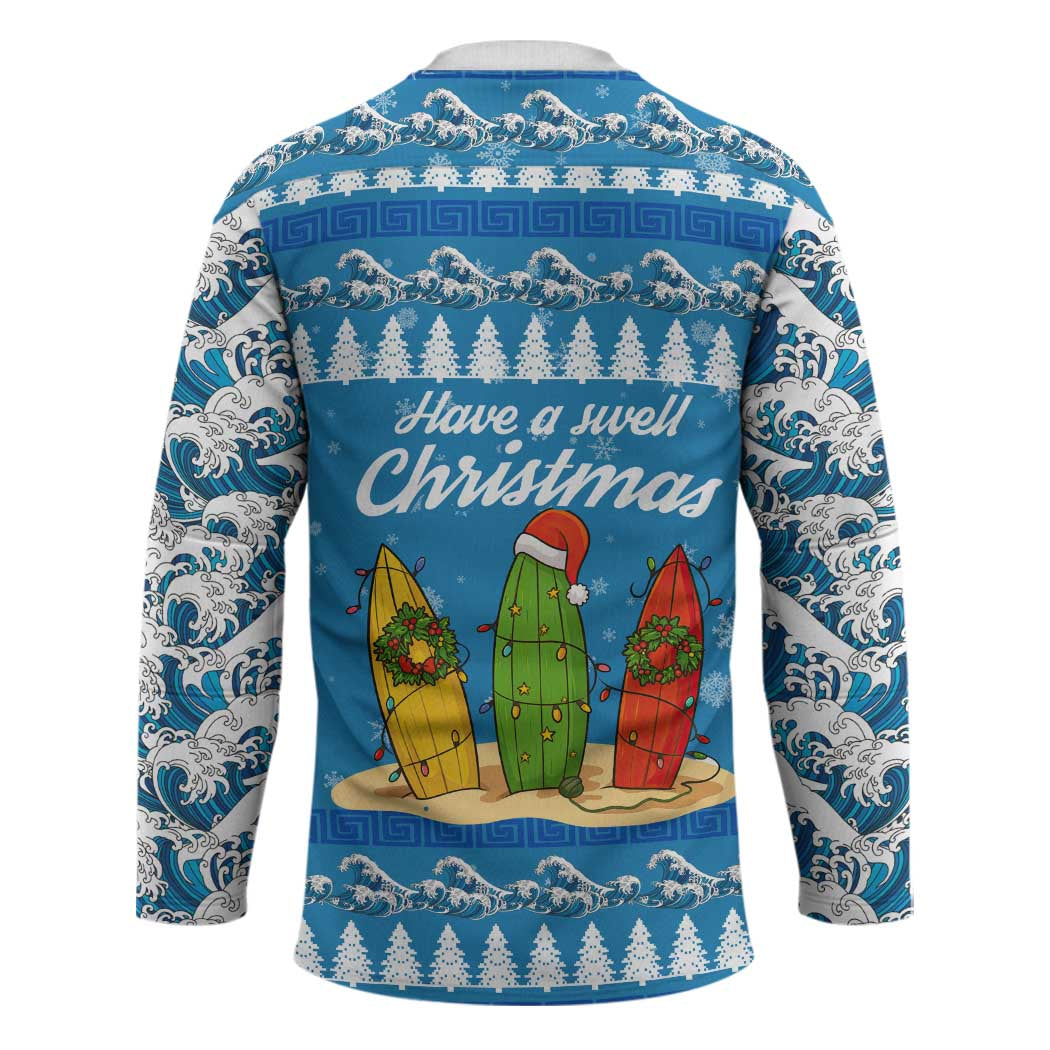 Surfer Swell Christmas Hockey Jersey Xmas Holiday Patterns - Wonder Print Shop