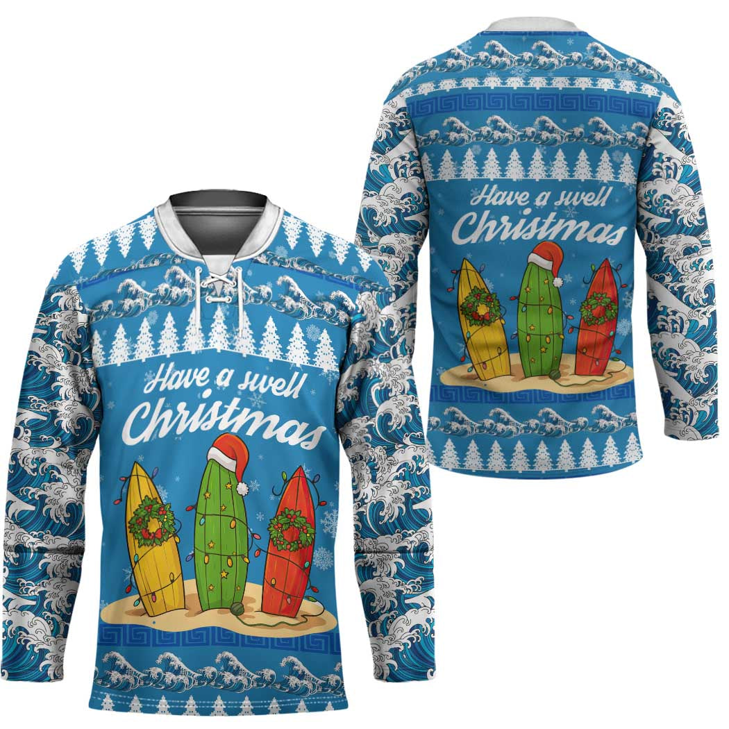 Surfer Swell Christmas Hockey Jersey Xmas Holiday Patterns - Wonder Print Shop