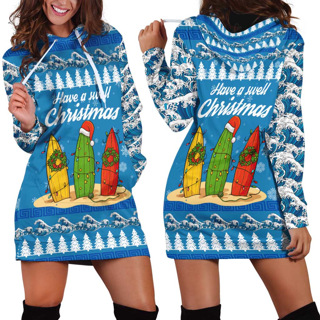 Surfer Swell Christmas Hoodie Dress Xmas Holiday Patterns - Wonder Print Shop