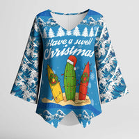 Surfer Swell Christmas Kimono Sleeve Blouse Xmas Holiday Patterns - Wonder Print Shop