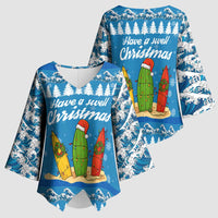 Surfer Swell Christmas Kimono Sleeve Blouse Xmas Holiday Patterns - Wonder Print Shop