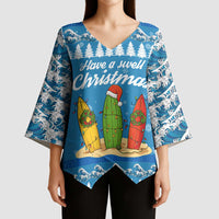 Surfer Swell Christmas Kimono Sleeve Blouse Xmas Holiday Patterns - Wonder Print Shop