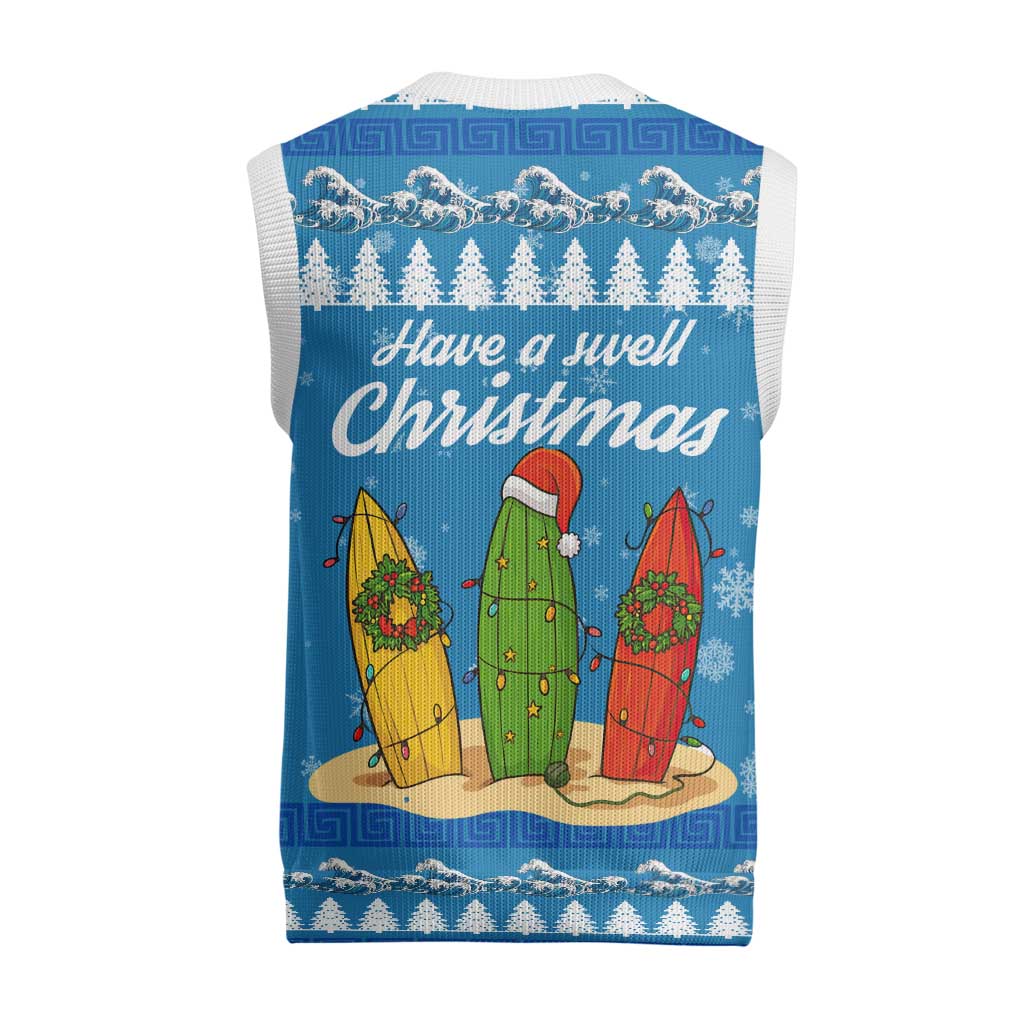 Surfer Swell Christmas Knitted V-Neck Vest Xmas Holiday Patterns - Wonder Print Shop