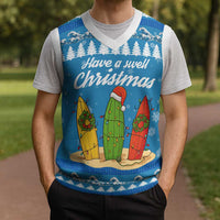 Surfer Swell Christmas Knitted V-Neck Vest Xmas Holiday Patterns - Wonder Print Shop