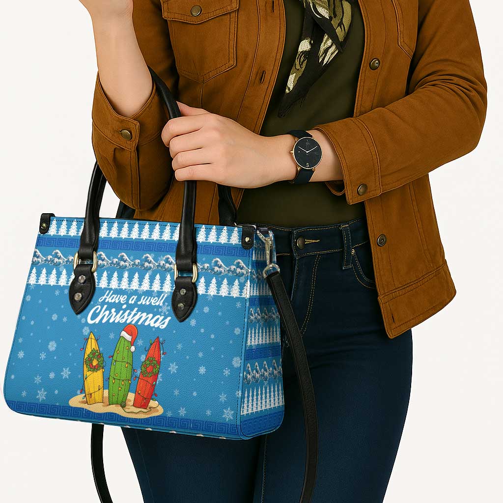 Surfer Swell Christmas Leather Bag Xmas Holiday Patterns - Wonder Print Shop