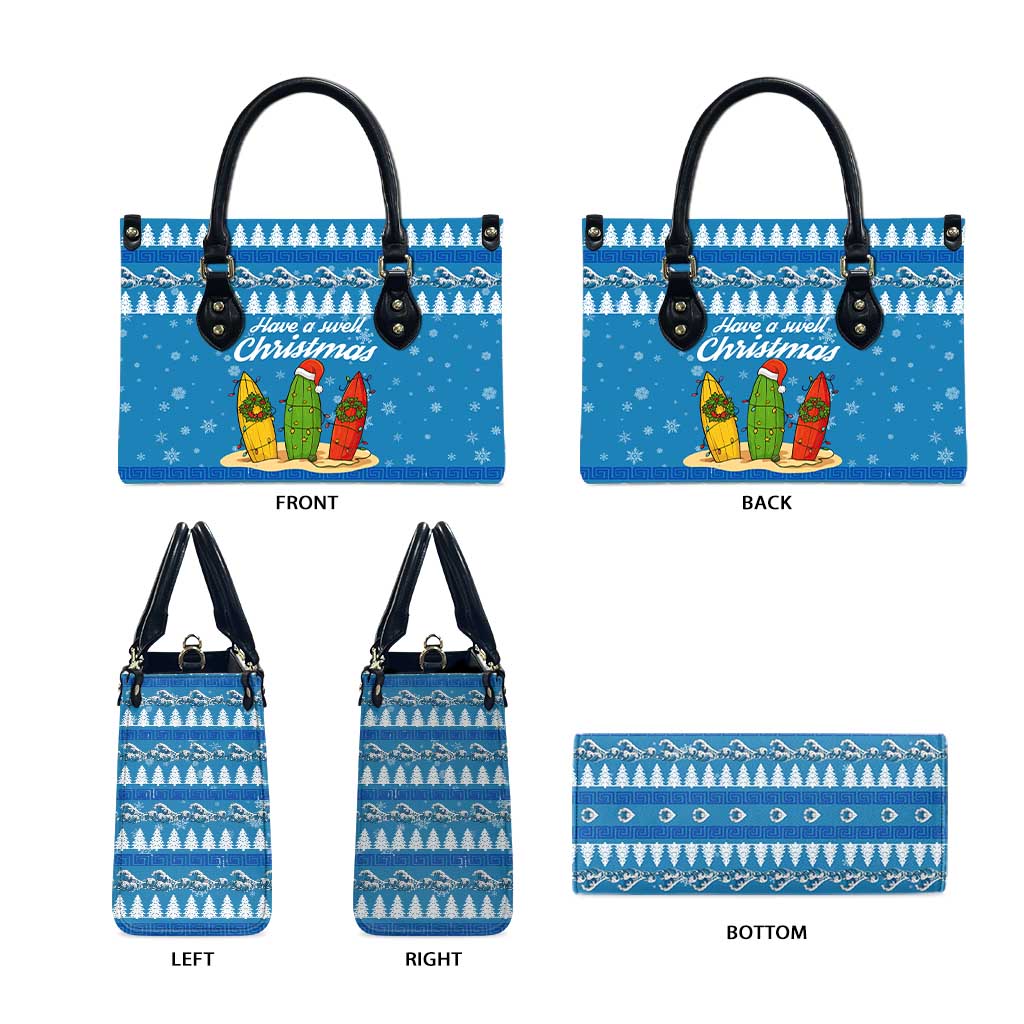 Surfer Swell Christmas Leather Bag Xmas Holiday Patterns - Wonder Print Shop