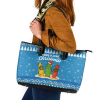 Surfer Swell Christmas Leather Tote Bag Xmas Holiday Patterns - Wonder Print Shop
