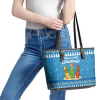 Surfer Swell Christmas Leather Tote Bag Xmas Holiday Patterns - Wonder Print Shop