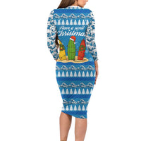 Surfer Swell Christmas Long Sleeve Bodycon Dress Xmas Holiday Patterns - Wonder Print Shop