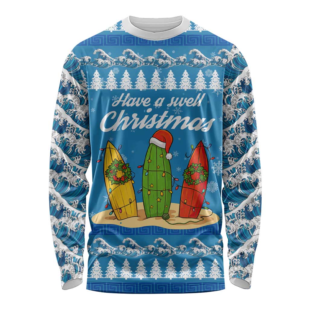 Surfer Swell Christmas Long Sleeve Shirt Xmas Holiday Patterns - Wonder Print Shop