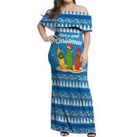Surfer Swell Christmas Off Shoulder Maxi Dress Xmas Holiday Patterns - Wonder Print Shop