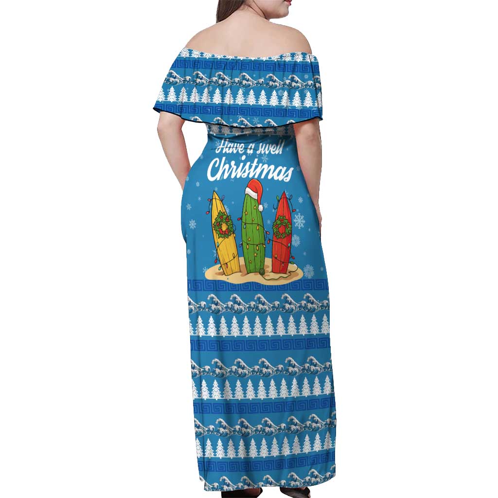 Surfer Swell Christmas Off Shoulder Maxi Dress Xmas Holiday Patterns - Wonder Print Shop