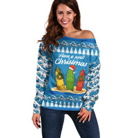 Surfer Swell Christmas Off Shoulder Sweater Xmas Holiday Patterns - Wonder Print Shop