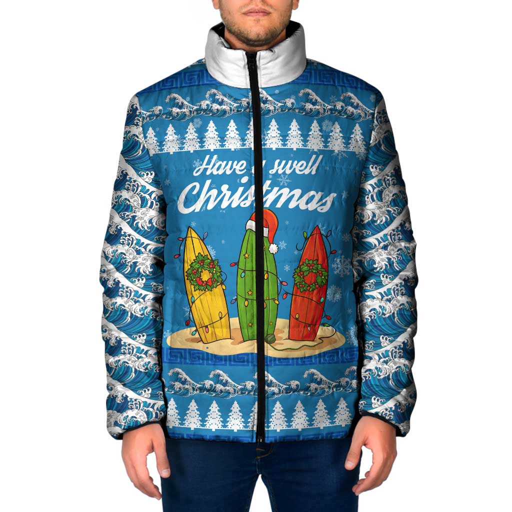 Surfer Swell Christmas Padded Jacket Xmas Holiday Patterns - Wonder Print Shop