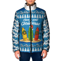 Surfer Swell Christmas Padded Jacket Xmas Holiday Patterns - Wonder Print Shop