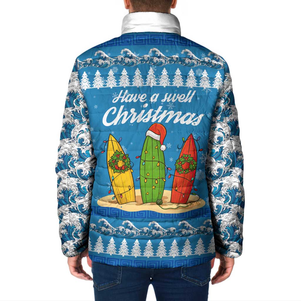 Surfer Swell Christmas Padded Jacket Xmas Holiday Patterns - Wonder Print Shop