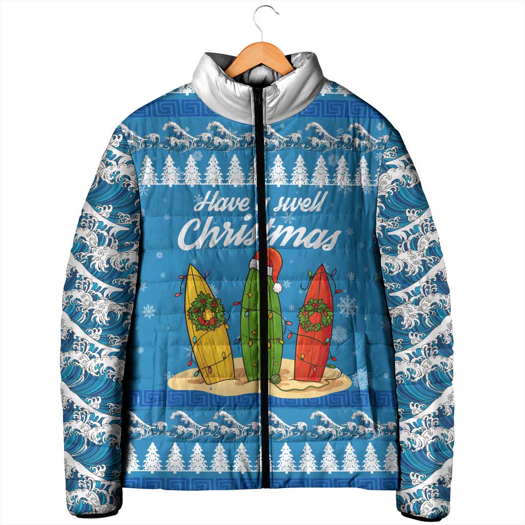 Surfer Swell Christmas Padded Jacket Xmas Holiday Patterns - Wonder Print Shop