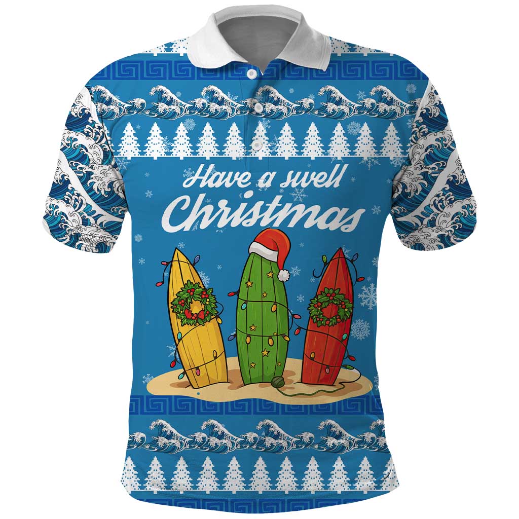 Surfer Swell Christmas Polo Shirt Xmas Holiday Patterns - Wonder Print Shop