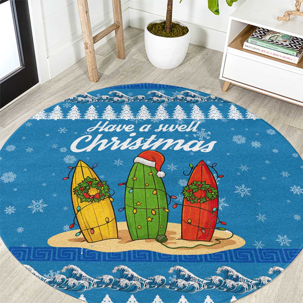 Surfer Swell Christmas Round Carpet Xmas Holiday Patterns - Wonder Print Shop