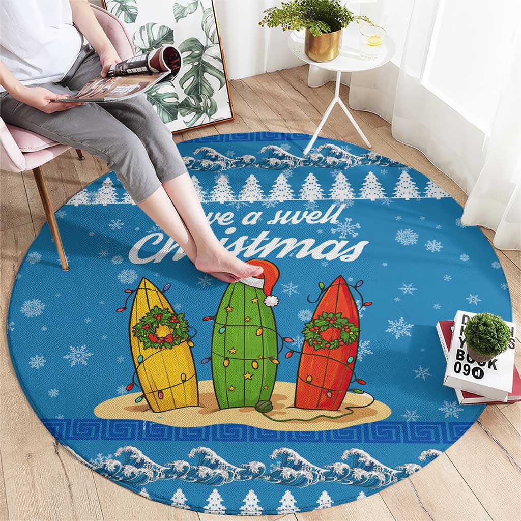 Surfer Swell Christmas Round Carpet Xmas Holiday Patterns - Wonder Print Shop