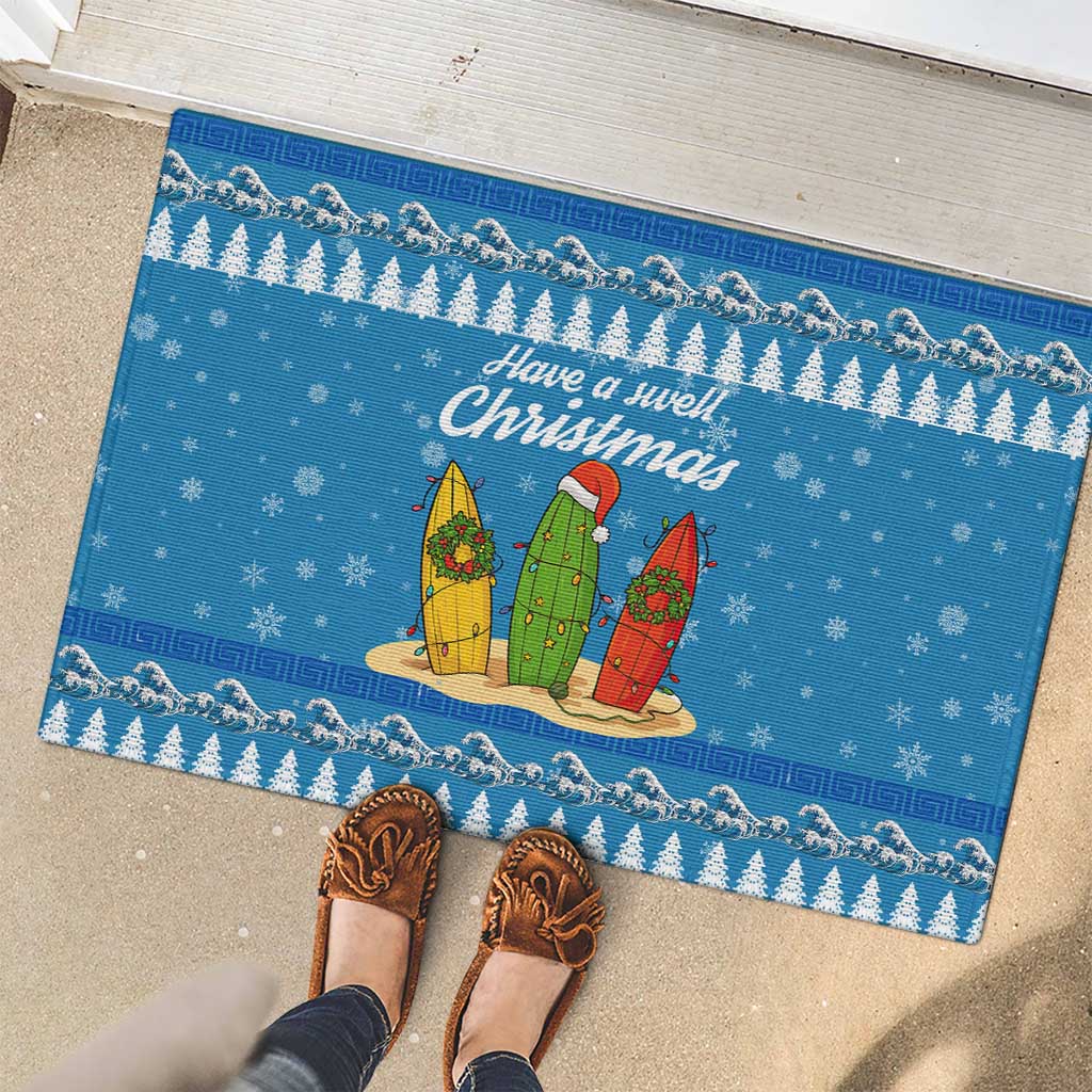 Surfer Swell Christmas Rubber Doormat Xmas Holiday Patterns - Wonder Print Shop