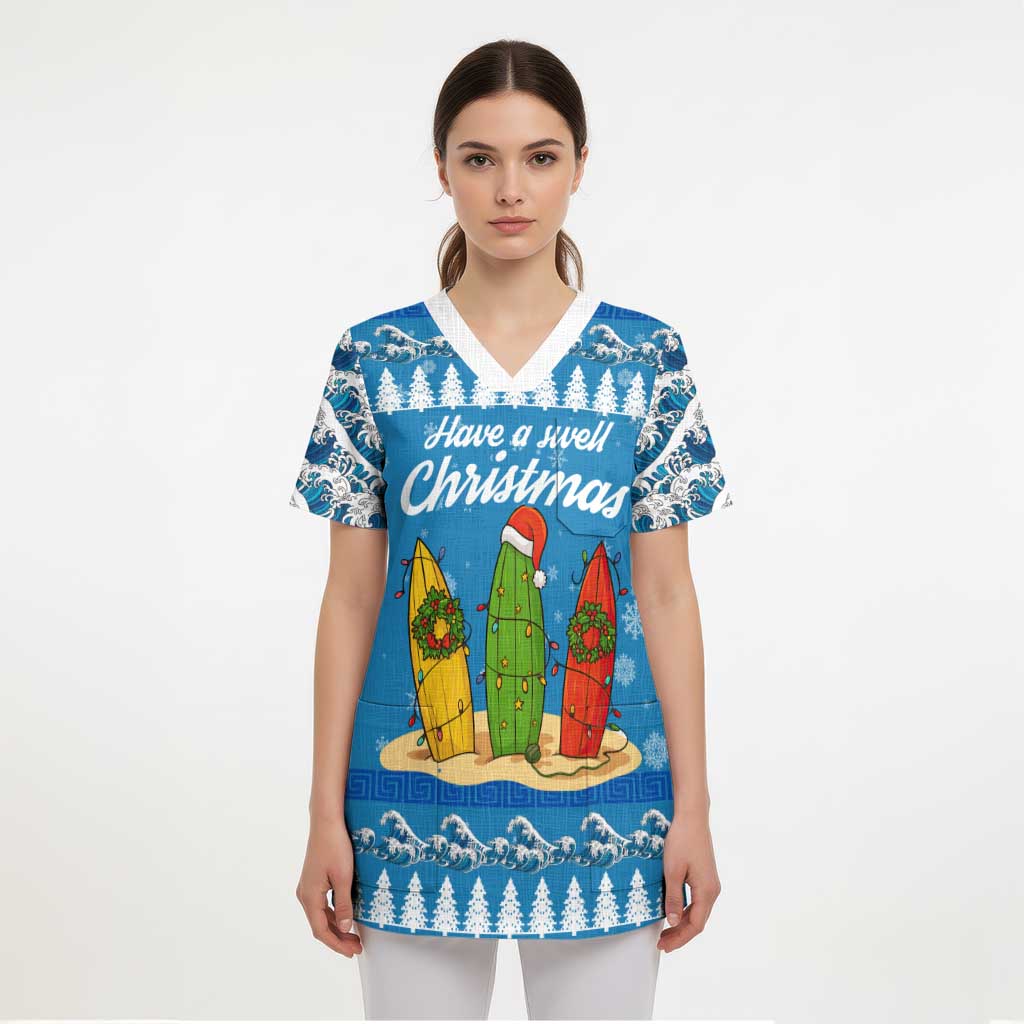 Surfer Swell Christmas Scrub Top Xmas Holiday Patterns - Wonder Print Shop