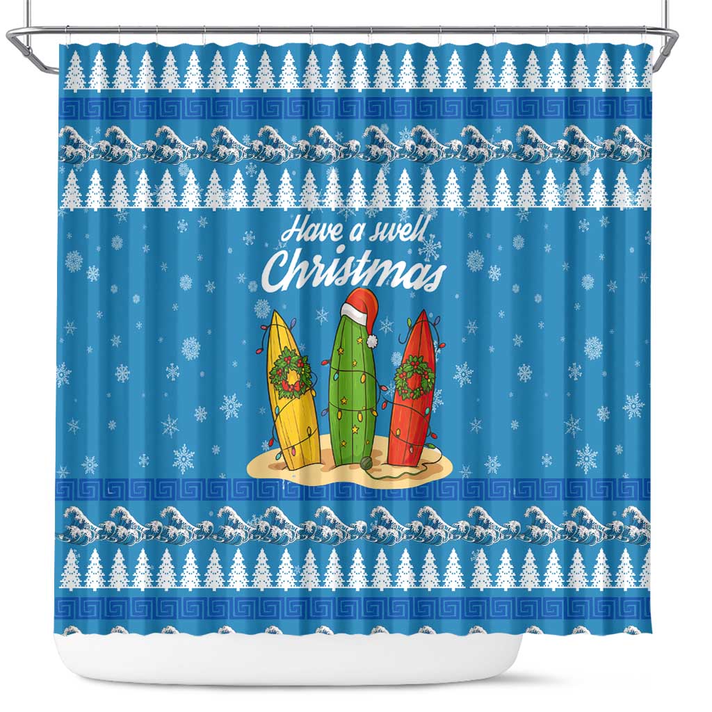 Surfer Swell Christmas Shower Curtain Xmas Holiday Patterns - Wonder Print Shop