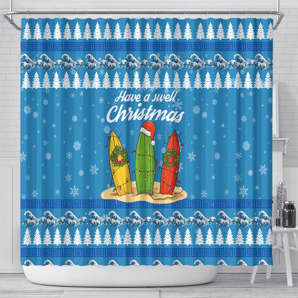 Surfer Swell Christmas Shower Curtain Xmas Holiday Patterns - Wonder Print Shop