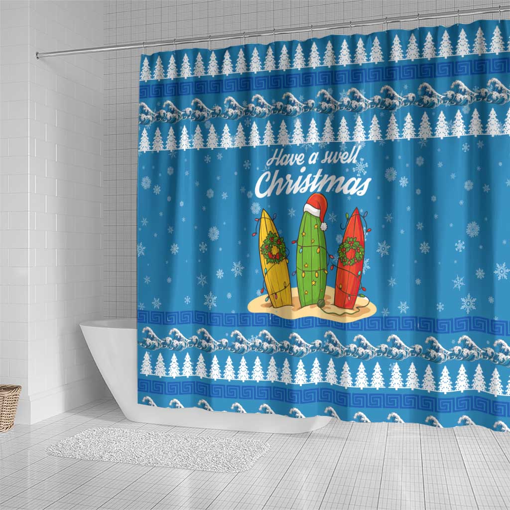 Surfer Swell Christmas Shower Curtain Xmas Holiday Patterns - Wonder Print Shop