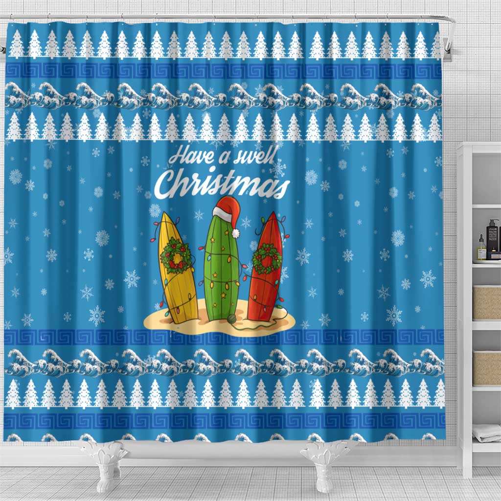 Surfer Swell Christmas Shower Curtain Xmas Holiday Patterns - Wonder Print Shop