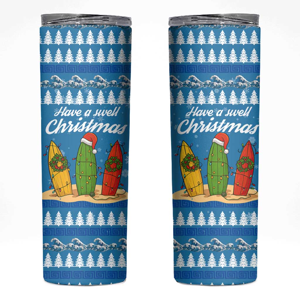 Surfer Swell Christmas Skinny Tumbler Xmas Holiday Patterns - Wonder Print Shop