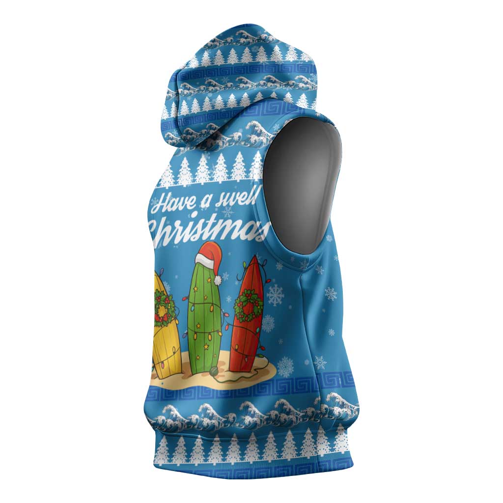 Surfer Swell Christmas Sleeveless Hoodie Xmas Holiday Patterns - Wonder Print Shop