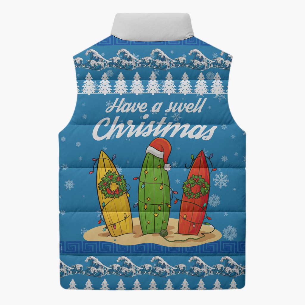 Surfer Swell Christmas Sleeveless Puffer Jacket Xmas Holiday Patterns - Wonder Print Shop