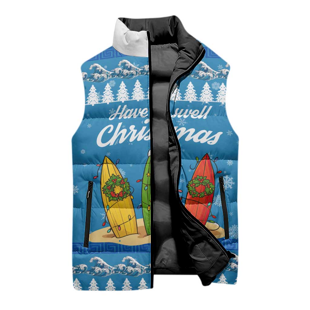 Surfer Swell Christmas Sleeveless Puffer Jacket Xmas Holiday Patterns - Wonder Print Shop