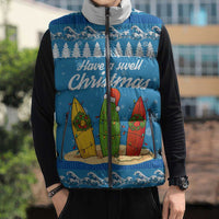Surfer Swell Christmas Sleeveless Puffer Jacket Xmas Holiday Patterns - Wonder Print Shop