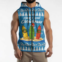 Surfer Swell Christmas Sleeveless Zip Hoodie Xmas Holiday Patterns - Wonder Print Shop