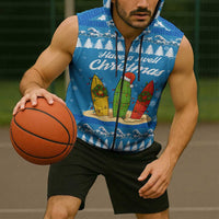 Surfer Swell Christmas Sleeveless Zip Hoodie Xmas Holiday Patterns - Wonder Print Shop