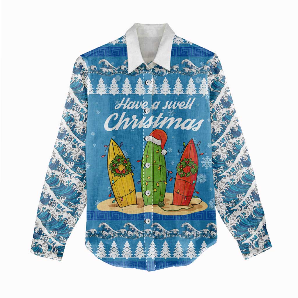Surfer Swell Christmas Women Casual Shirt Xmas Holiday Patterns - Wonder Print Shop