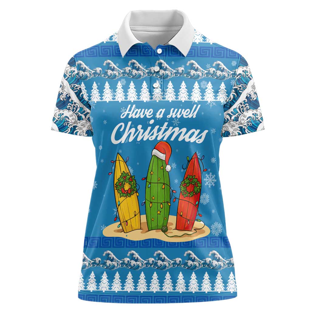 Surfer Swell Christmas Women Polo Shirt Xmas Holiday Patterns - Wonder Print Shop