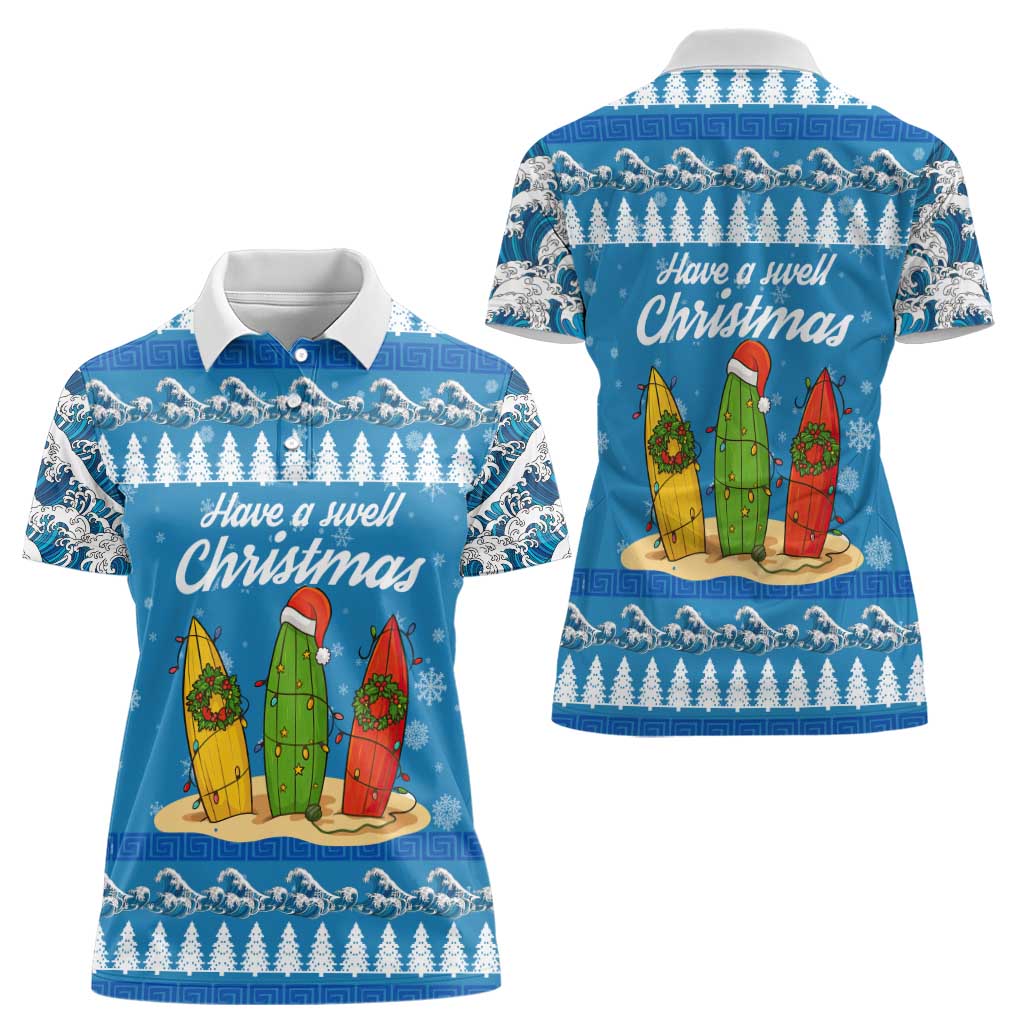 Surfer Swell Christmas Women Polo Shirt Xmas Holiday Patterns - Wonder Print Shop
