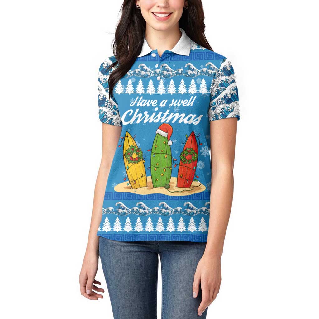 Surfer Swell Christmas Women Polo Shirt Xmas Holiday Patterns - Wonder Print Shop