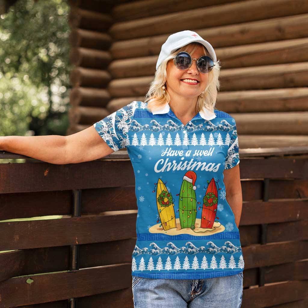 Surfer Swell Christmas Women Polo Shirt Xmas Holiday Patterns - Wonder Print Shop
