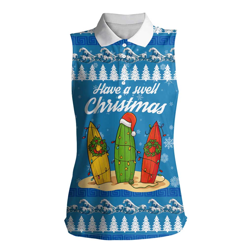Surfer Swell Christmas Women Sleeveless Polo Shirt Xmas Holiday Patterns - Wonder Print Shop
